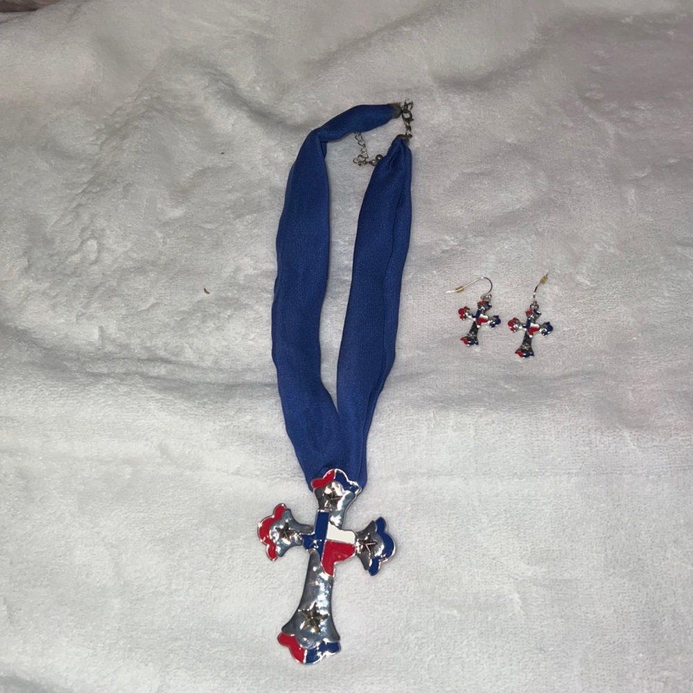 Texas pride necklace and earrings set